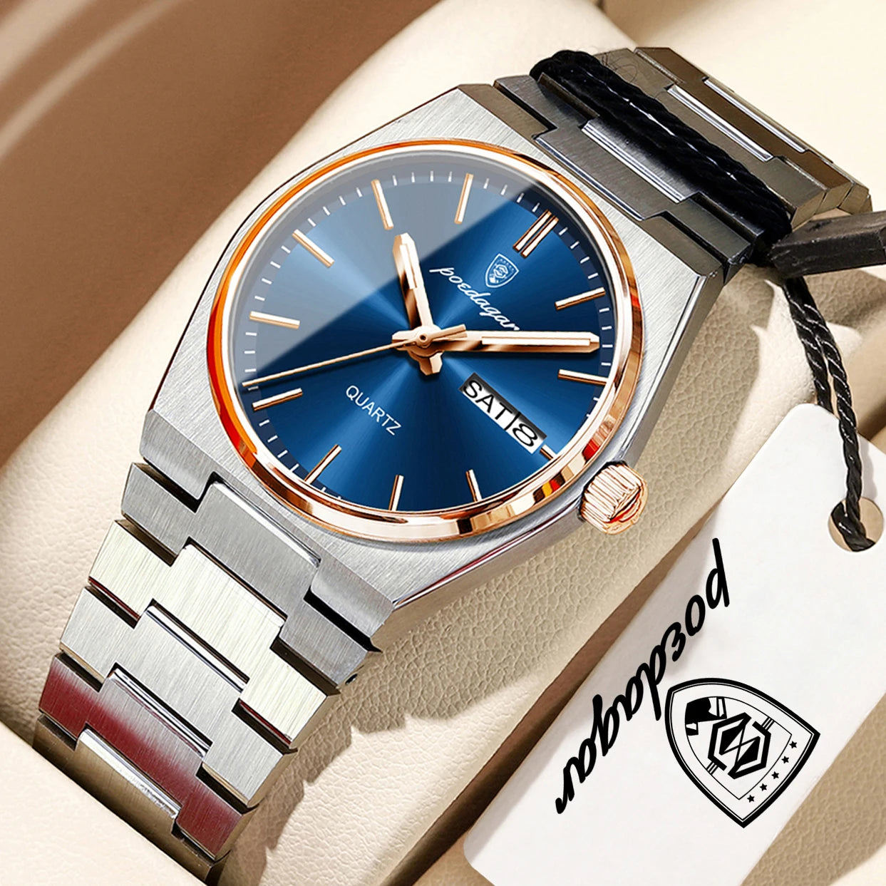 POEDAGAR Elegant Quartz Women’s Watches Waterproof Luminous Date Week Ladies Watch Stainless Steel Fashion Woman Wristwatch Gift