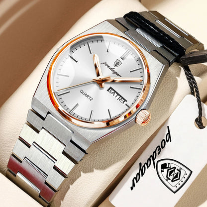 POEDAGAR Elegant Quartz Women’s Watches Waterproof Luminous Date Week Ladies Watch Stainless Steel Fashion Woman Wristwatch Gift