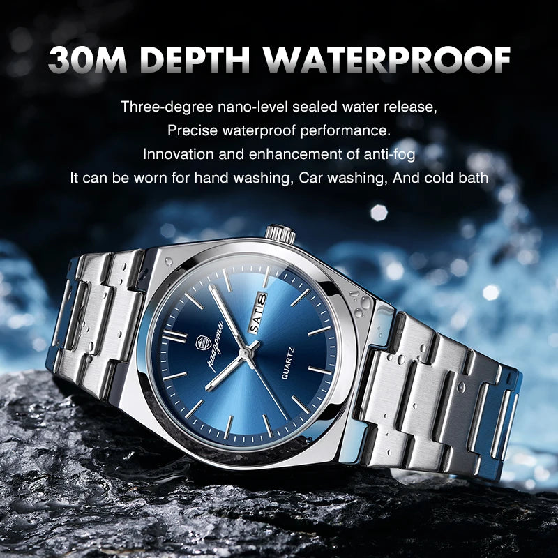 PAAZOMU Luxury Quartz Man Wristwatch Sport Men Watches Waterproof Luminous Date Week Stainless Steel Men's Watch Male Reloj+box detail view