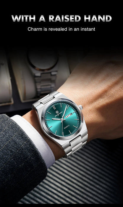 PAAZOMU Luxury Quartz Man Wristwatch Sport Men Watches Waterproof Luminous Date Week Stainless Steel Men's Watch Male Reloj+box