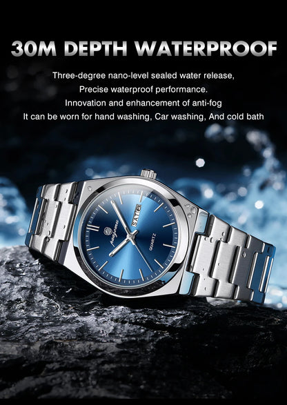 PAAZOMU Luxury Quartz Man Wristwatch Sport Men Watches Waterproof Luminous Date Week Stainless Steel Men's Watch Male Reloj+box