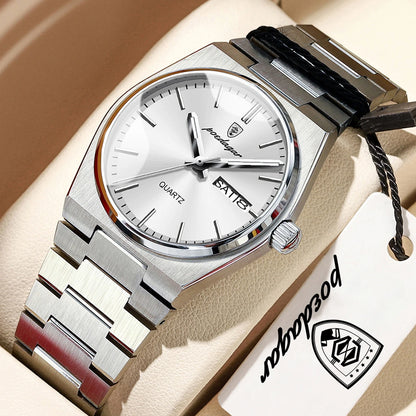 POEDAGAR Elegant Quartz Women’s Watches Waterproof Luminous Date Week Ladies Watch Stainless Steel Fashion Woman Wristwatch Gift
