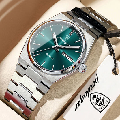 POEDAGAR Elegant Quartz Women’s Watches Waterproof Luminous Date Week Ladies Watch Stainless Steel Fashion Woman Wristwatch Gift