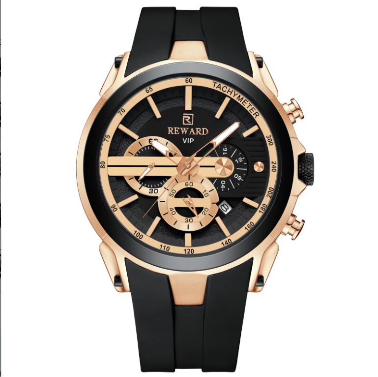 Reward Voyager VIP Luxury Chronograph Watch – Black & Rose Gold| feel luxury| smartest idea for Gift| with premium Box