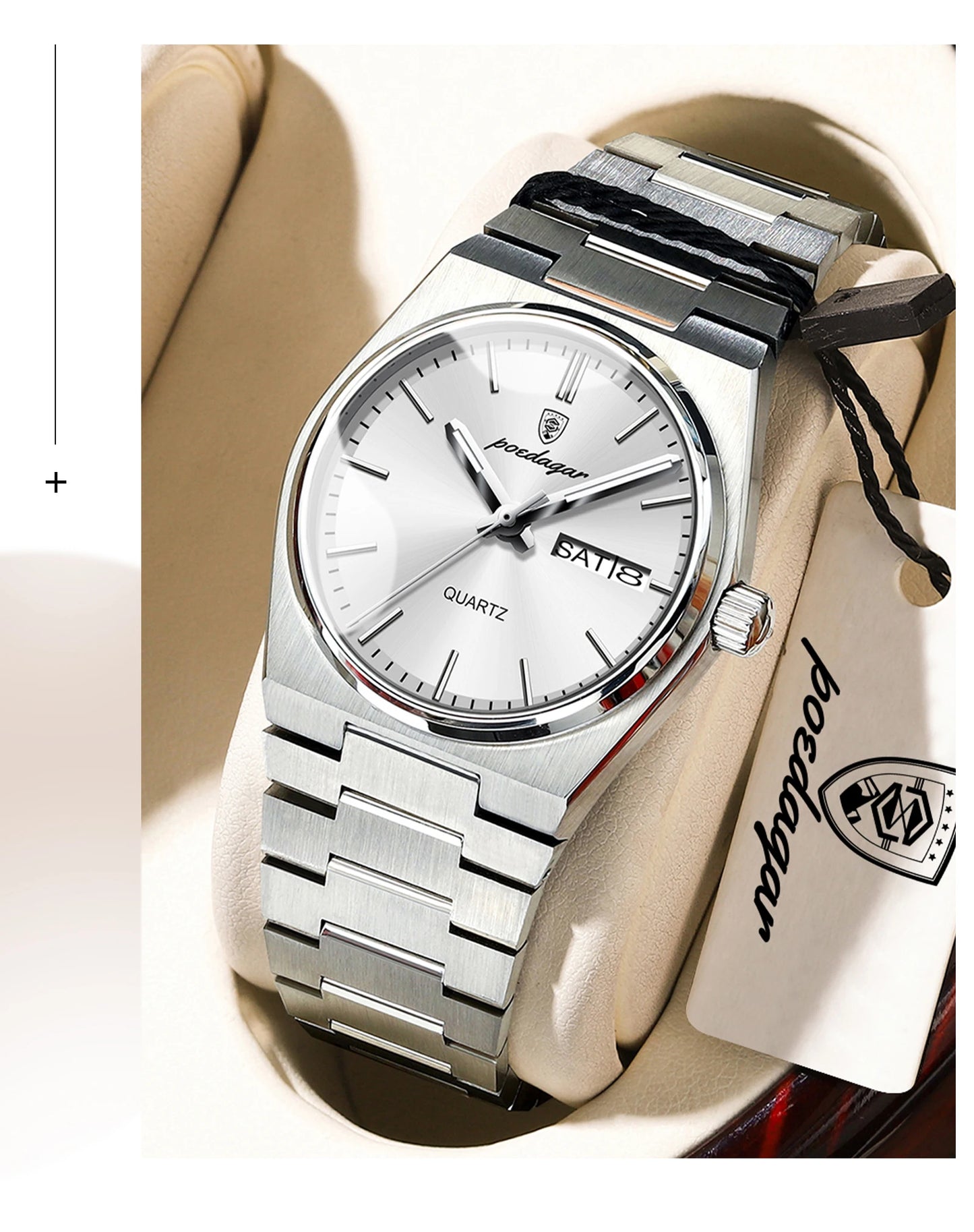 POEDAGAR Elegant Quartz Women’s Watches Waterproof Luminous Date Week Ladies Watch Stainless Steel Fashion Woman Wristwatch Gift