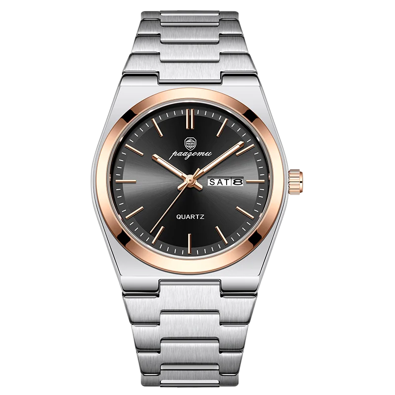 PAAZOMU Luxury Quartz Man Wristwatch Sport Men Watches Waterproof Luminous Date Week Stainless Steel Men's Watch Male Reloj+box