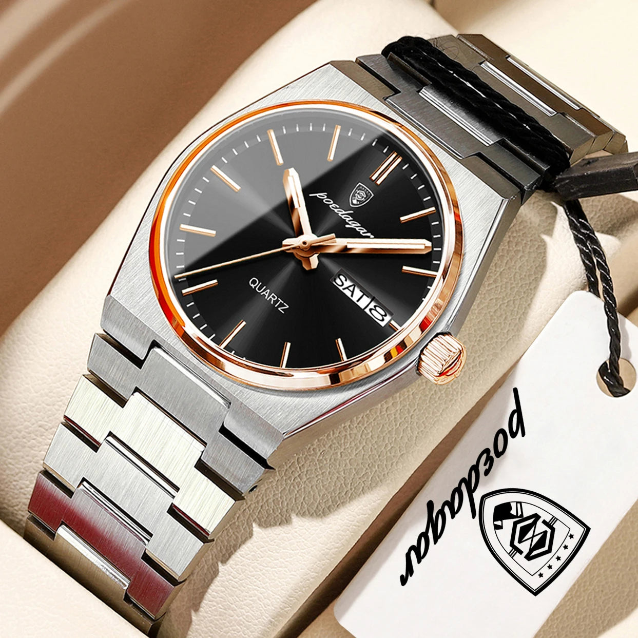 POEDAGAR Elegant Quartz Women’s Watches Waterproof Luminous Date Week Ladies Watch Stainless Steel Fashion Woman Wristwatch Gift