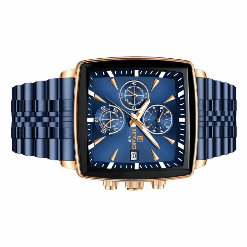 Reward VIP Luxury Chronograph Watch – Royal Blue Steel Executive Timepiece| With Box perfect for Gift
